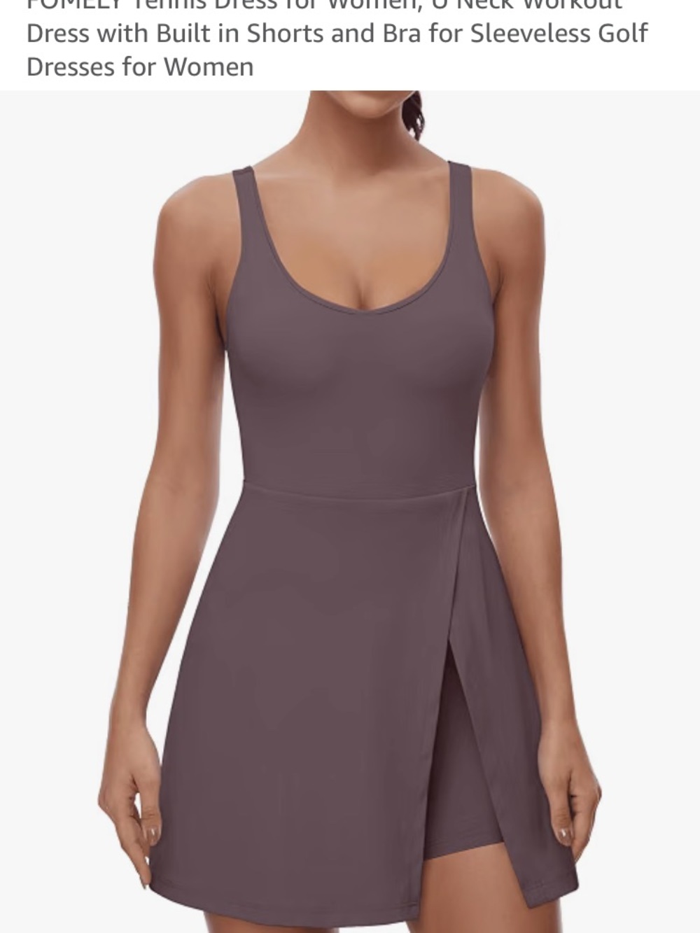 Sleeveless Scoop-Neck Active Dress with Built-In Shorts - Mauve